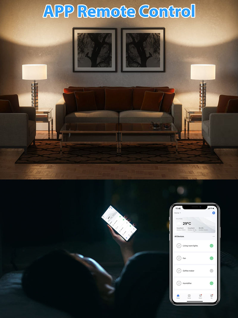 [Australia - AusPower] - EIGHTREE Smart Plug, Alexa Smart Plugs That Work with Alexa and Google Home, Compatible with SmartThings, Smart Outlet with WiFi Remote Control and Timer Function, 2.4GHz Wi-Fi Only, 4Packs 4 Pack 