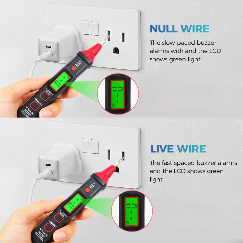[Australia - AusPower] - WGGE Digital AC Voltage Tester Screwdriver – LCD Display, High/Low Voltage Alert, Breakpoint & Live/Null Wire Test, Flashlight, Auto Shut-Off, Electrical Testing Tool for Home & Professional Use 