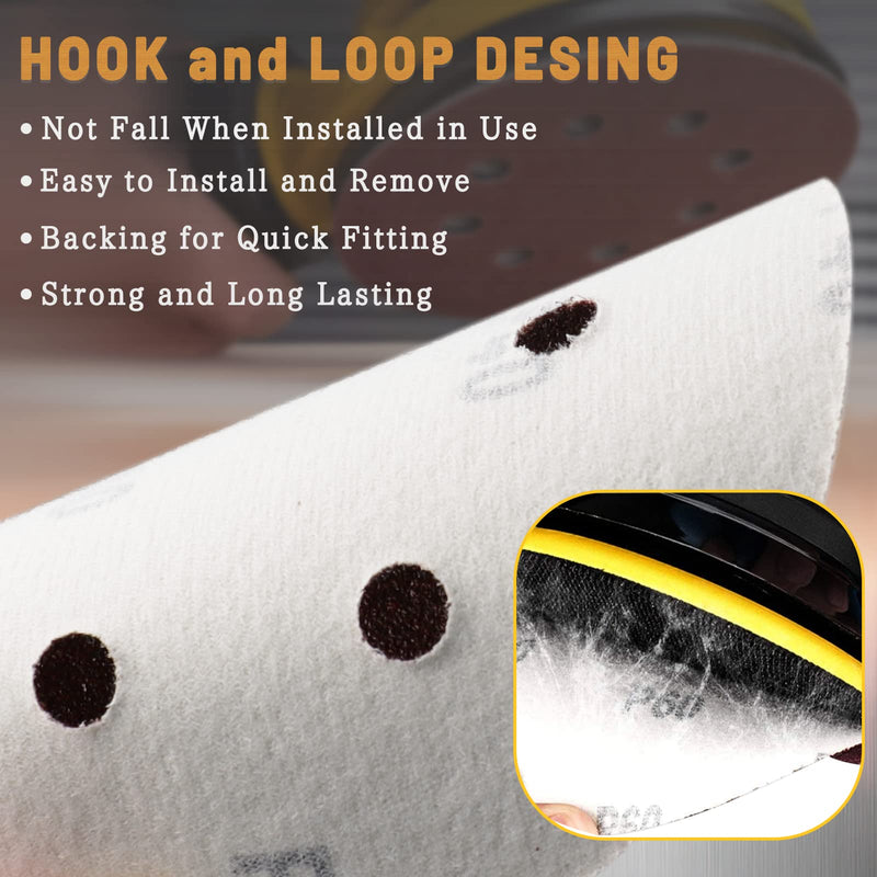 Stebruam Pack of 100 Sandpaper 150 mm Velcro Sanding Discs 40-1000 Grit | No Hole Sanding Disc, 6 Inch Sanding Discs Set for Car Wood Metal Paint Stone Glass and Furniture Mix grit