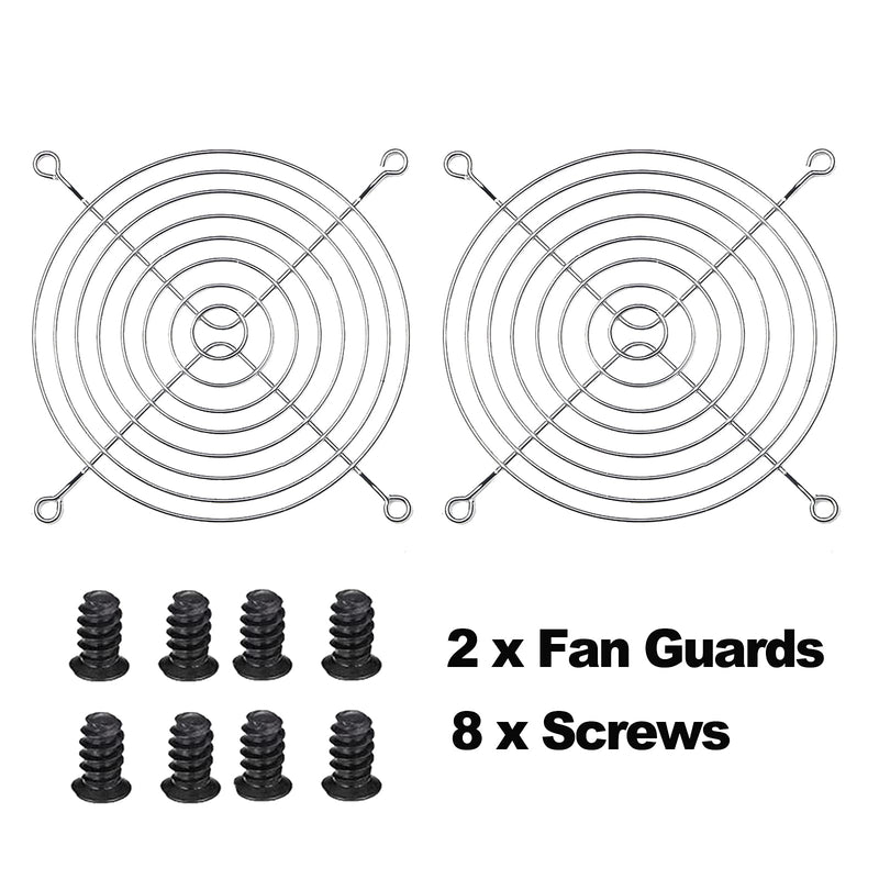 2-Pack 120mm 12V DC 12038 120mm x 38mm 4.72inch High Speed Dual Ball Bearing 4Pin Antminer Fan PWM High CFM Brushless PC Computer CPU Case Ventilation Exhaust Fan with Metal Guard Grill 3000-5000RPM 120x38mm