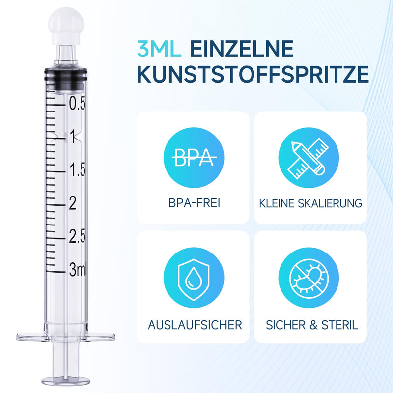 [Australia - AusPower] - 3ml Syringe for Liquid | Liquid Syringe | Plastic Syringes | Syringe with Cap & Catheter Tip -Individual Sealed (No Needle? 30Pack-3ml 