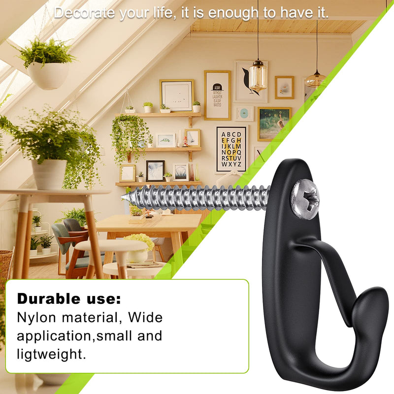 [Australia - AusPower] - SELEWARE 30PCS Screw in Hooks for Hanging Outdoor String Lights, Windproof Christmas Light Hanger Hooks, Black Wall Hooks for Patio Gazebo Fence to Hang Party Fairy Wire Lights, Plants, Wind Chimes 30 