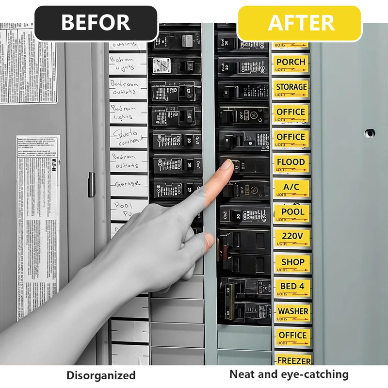 258PCS Circuit Breaker Labels Fuse Box Stickers Electrical Panel Labels for Breaker Box Organization (Yellow)