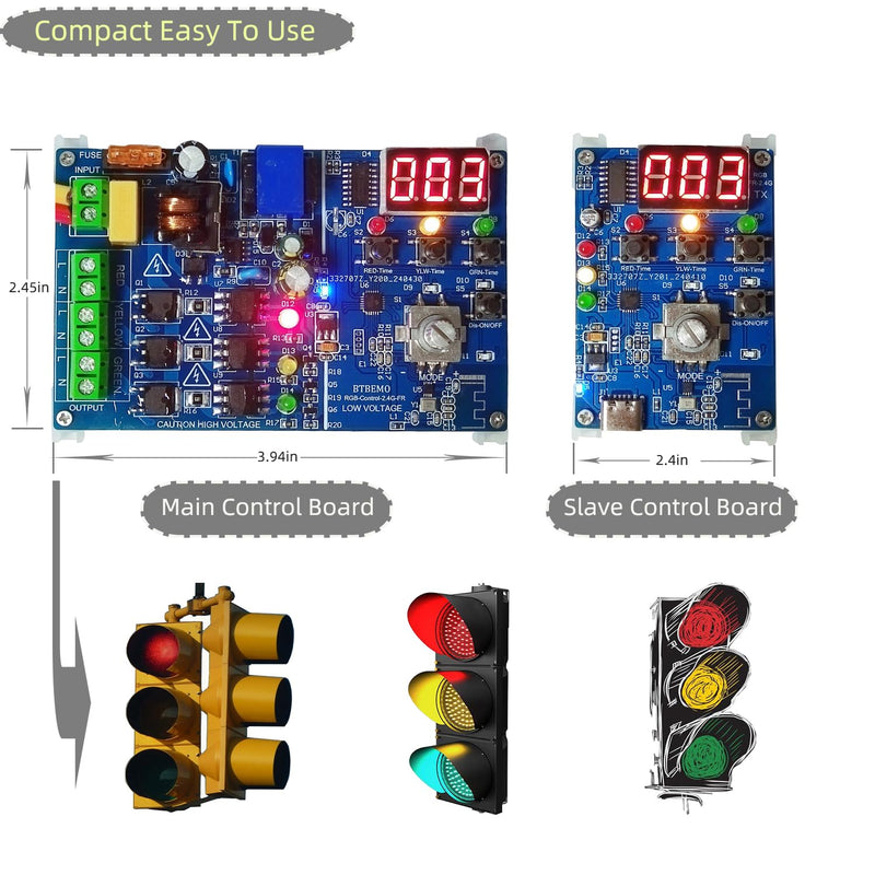 2.4G RF Remote Control Traffic Light Controller Sequencer with 50+ Sequences 3 Channel 85VAC-265VAC Easy to Program and Fix Installation Complete Accessories Digital Tube Display