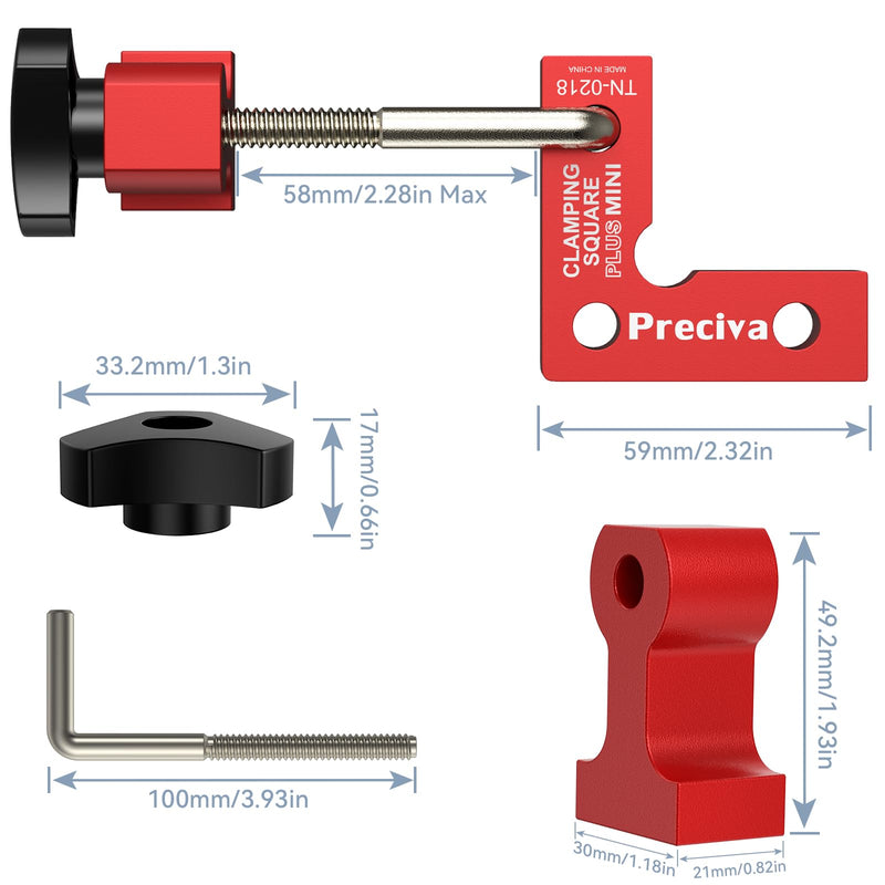 [Australia - AusPower] - Preciva 90 Degree Mini Positioning Squares 2 Sets (2.32''x 2.32''), Aluminum Alloy Right Angle Clamps Fixing Clamp, Carpenter Corner Clamping Square Tool for Picture Frame Box Cabinets Drawers (Red) Red 