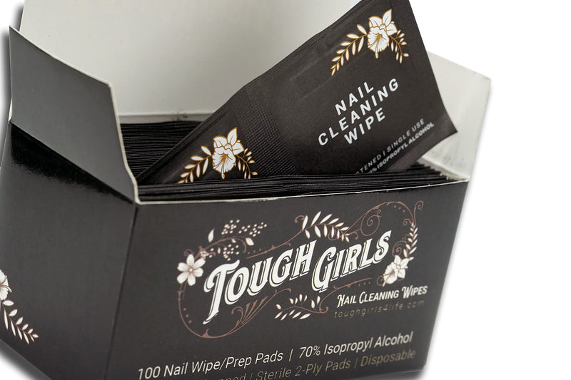 [Australia - AusPower] - TOUGH GIRLS | Nail Cleaning Alcohol Wipe & Prep Pads | 70% Alcohol | Individually Wrapped, 2-Ply, Disposable, Sterile Pads (100 qty) 100 