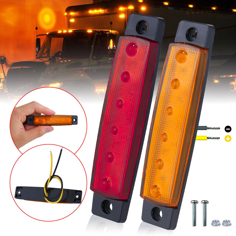 [Australia - AusPower] - 40 Pack 6 LED Trailer Marker Light, DC12-24V Clearance Side Indicator Lamp for RV Camper Truck Van Caravan Boat - Amber, Red 