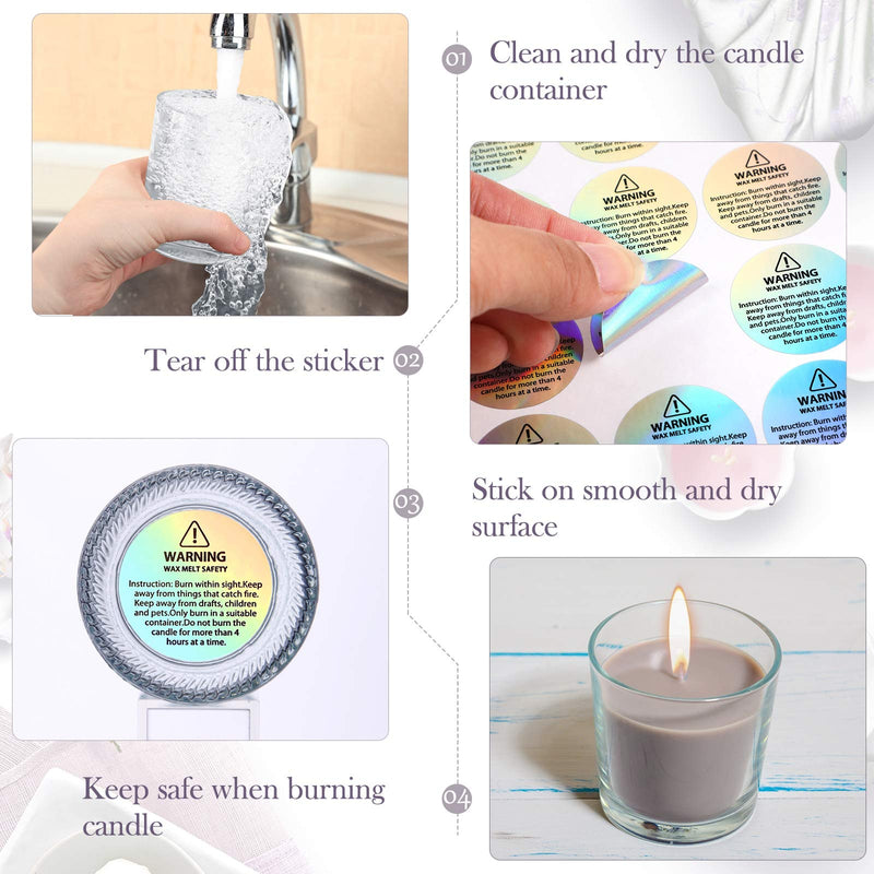Holographic Candle Warning Labels Candle Jar Container Stickers Wax Melting Safety Stickers for Candle Jars Tins Containers Candle Making Supplies (240) 240 - NewNest Australia