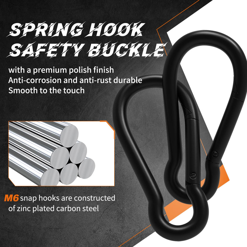 [Australia - AusPower] - Carabiner Clips M6 Spring Snap Hooks 120PCS Black Small Carabiners Galvanized Steel Quick Links Caribiniers for Outdoor Hiking Camping hammocks dog leashes backpack snaps M6-120PCS 120 