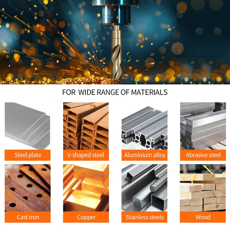 Meccion Cobalt Drill Bit 1 Inch High Speed Steel M35 Reduced Shank Twist Drill Bit for Metal, Cast Iron, Stainless Steel, Alloy, Non-Ferrous Etc. 1 in