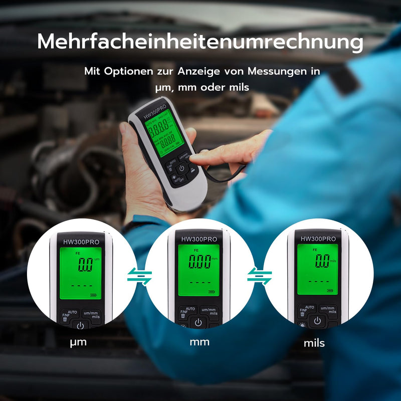 [Australia - AusPower] - Mcbazel Digital Coating Thickness Gauge, Paint Thickness Gauge, Car Paint Gauge, Measuring Range 0 to 2000um 