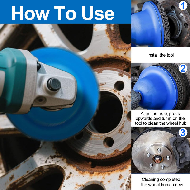 [Australia - AusPower] - Kocusu Wheel Hub Grinder Car 4-Piece with 2 Silicon Grinding Wheel and 1 Square Drive, Ball Head Sander for 1/2 Inch Impact Wrench, Outer Diameter 150 mm Wheel Hub Cleaning for Grinding, Rust Removal 