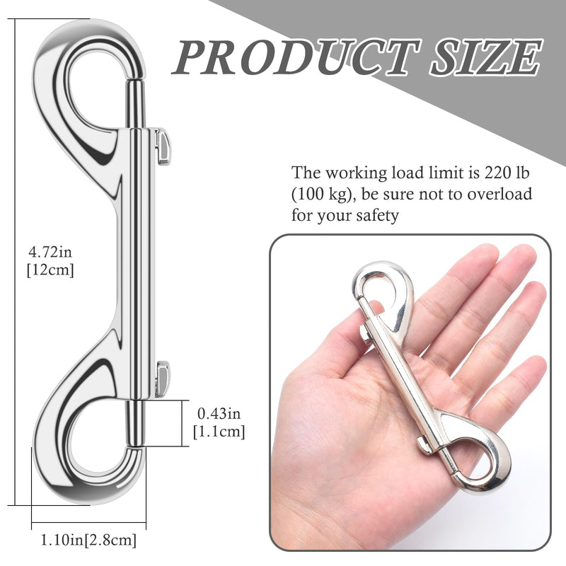 [Australia - AusPower] - ERKOON Extra Large 4.7 inch Double Ended Bolt Snaps Hooks 220lbs Load Capacity Zinc Alloy Buckles for Cats Dogs Horses Heavy Duty Trigger Snap for Water Bucket/Horse Feed/Hammocks/key Chain (2 Pack) 2 Pack 