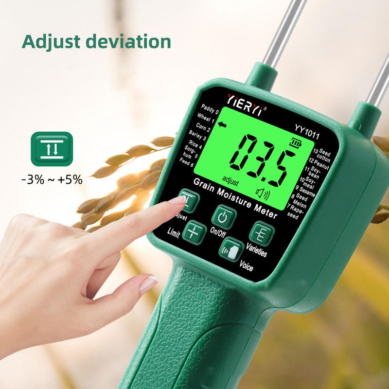 [Australia - AusPower] - Hay Moisture Tester Meter, Portable Digital Probe Tester with LCD, Grain moisture meter High-precision meter for rice, wheat, corn, rice and 14 other crops Voice broadcast water meter 