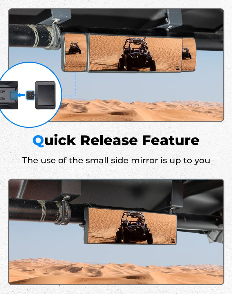 [Australia - AusPower] - KEMIMOTO Large UTV Rear View Mirror 2 Convex Mirror with 1.5"-2" Sturdy Clamp Compatible with Polaris RZR/CFMOTO/Talon/Pioneer/Can-Am X3/Teryx, Multi-Angle Adjustment Quick Install Mirrors 