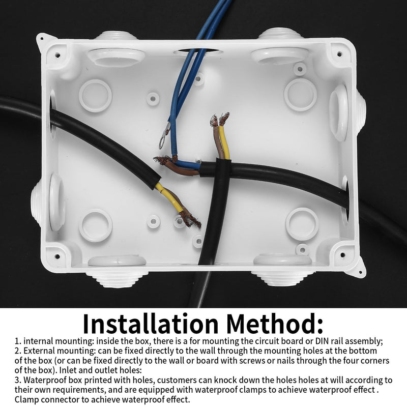 Surface-Mounted Junction Box Surface-Mounted Junction Box Outdoor Waterproof IP65 Electrical Box Waterproof IP65 ABS Plastic Terminal Box Junction Box White