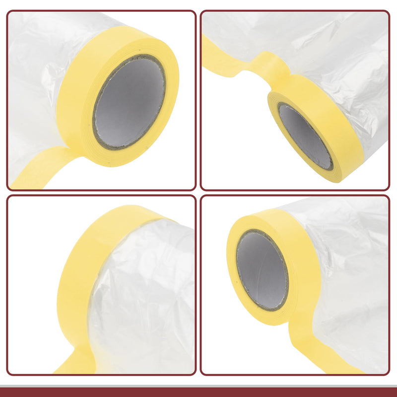 1 Pcs for Wall Covering Frames Cars Auto Body Paint Supplies Pre-Taped Masking Film Plastic Cover 1000x180cm / 32.81ftx70.87" Light Yellow White
