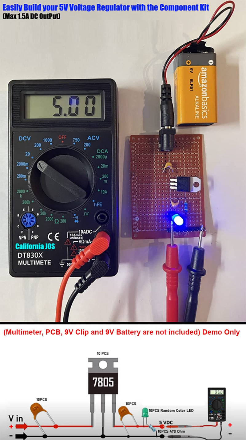 [Australia - AusPower] - IC L7805CV 10 PCS Kit Voltage Regulator Output 5V 1.5A Integrated Circuits L7805 Linear Positive Voltage Regulators TO-220 7805 Kit 