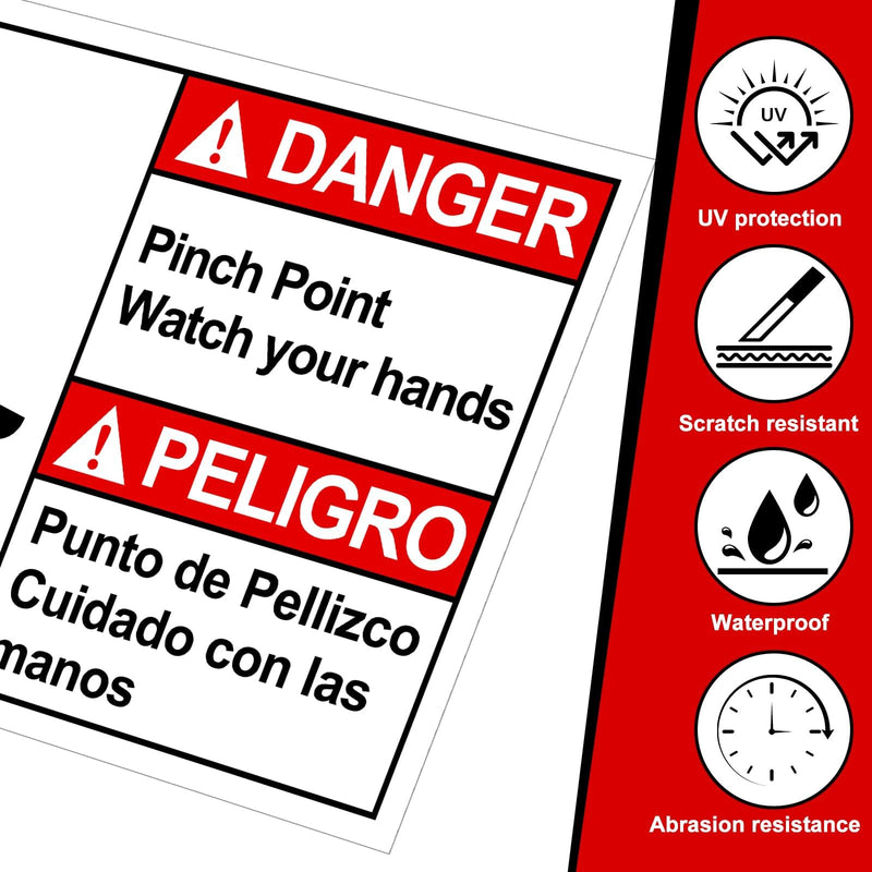 20 Pcs DANGER Pinch Point Watch Your Hands ANSI Bilingual Safety Label Decal - 5'' x 3.5'' Vinyl ANSI Safety Warning Sign Stickers for Indoor Outdoor Machinery Workplace(Danger) 20