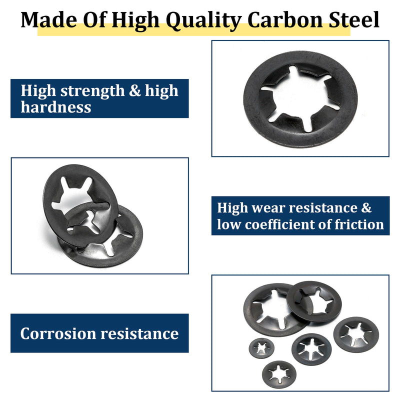 [Australia - AusPower] - 500PCS Internal Tooth Star Lock Washers?m2.5 m3 m4 m5 m6 m8 m10 m12 Quick Speed Locking Washers Assortment Kit?Steel Black Oxide Finish push on locking washer Internal Tooth Star Lock Washer;500 PCS 1 
