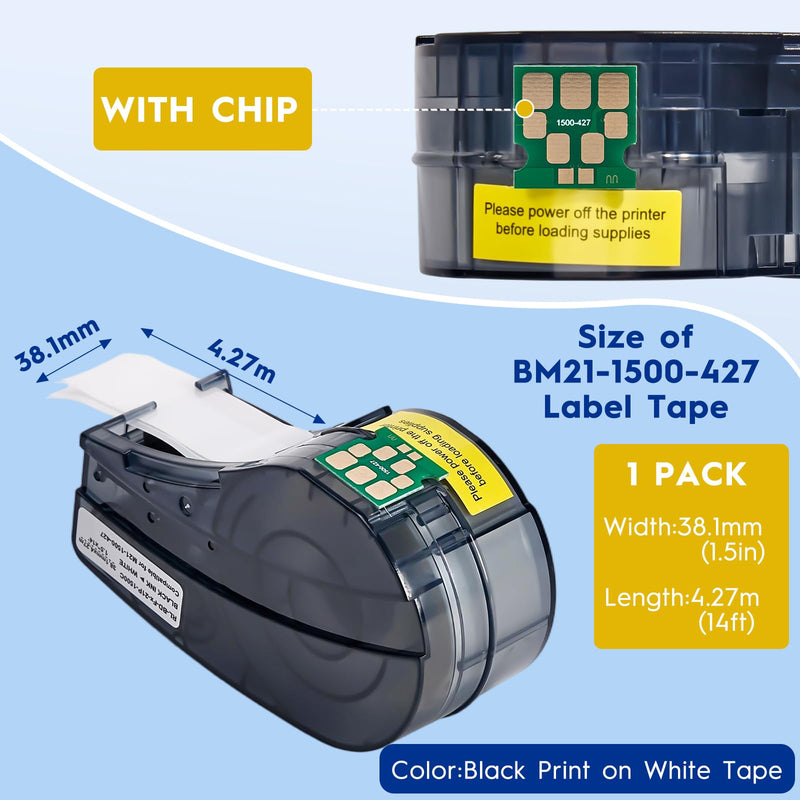 1 Pack Replacement for Brady M21-1500-427 Label Tape, Compatible with Brady M210, M210-LAB, BMP21-PLUS, BMP21-LAB, M211 Printers, Self-Laminating Wire Wrap, 1.5" W 14' L 1.5"