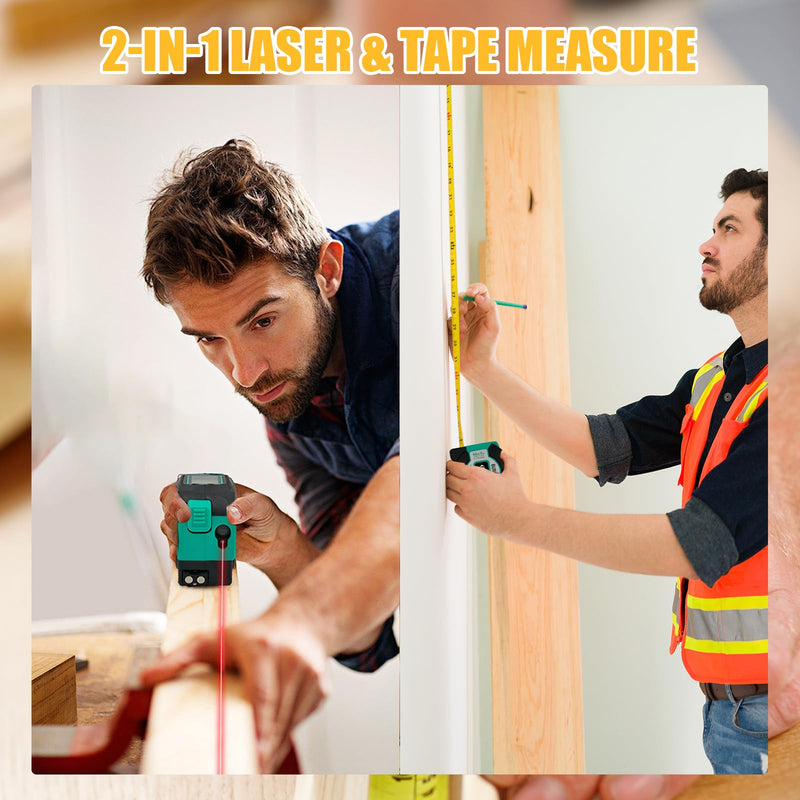 2-in-1 Laser Tape Measure, Digital Tape Measure, 197 Ft Laser Tape Measure & 16 Ft Tape Measure with LED Display, Autolock, Ft/in/M Unit Switch, Measure Area, Volume, Pythagorean