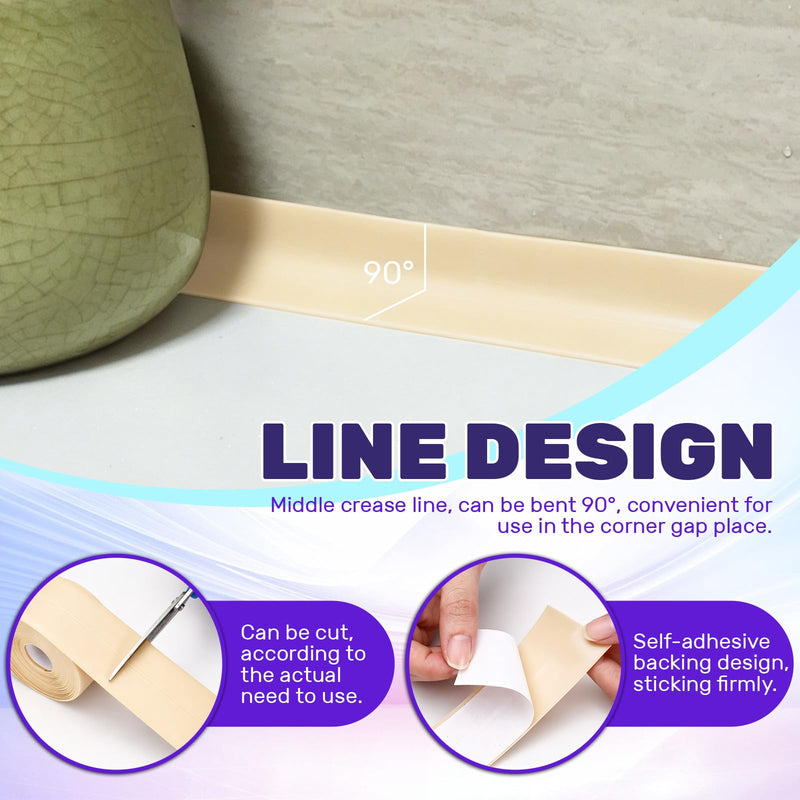 LELE LIFE 2 Rolls Caulk Tape Waterproof Self Adhesive, Toilet Caulk Strip Sealant Tape Sealing Strip for Bathroom, Kitchen, Shower, Bathtub Caulking Tape, 1.5" x 10.5Ft, Beige