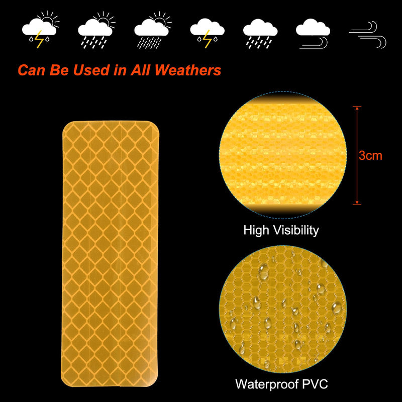 PATIKIL Reflective Stickers, 30 Pcs Safety High Visibility Reflective Sticker Waterproof Driveway Reflectors for Bicycle, Motorcycle, Fluorescent Yellow (Rectangle)