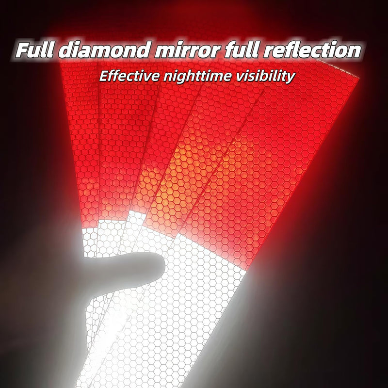 Reflective Tape 30 PCS - 2"x12" Red/White DOT-C2 Waterproof Self-Adhesive Safety Stickers, High-Strength Reflector Tape for Trucks/Trailers/Bikes/Construction/Police/Outdoor Warning Signs
