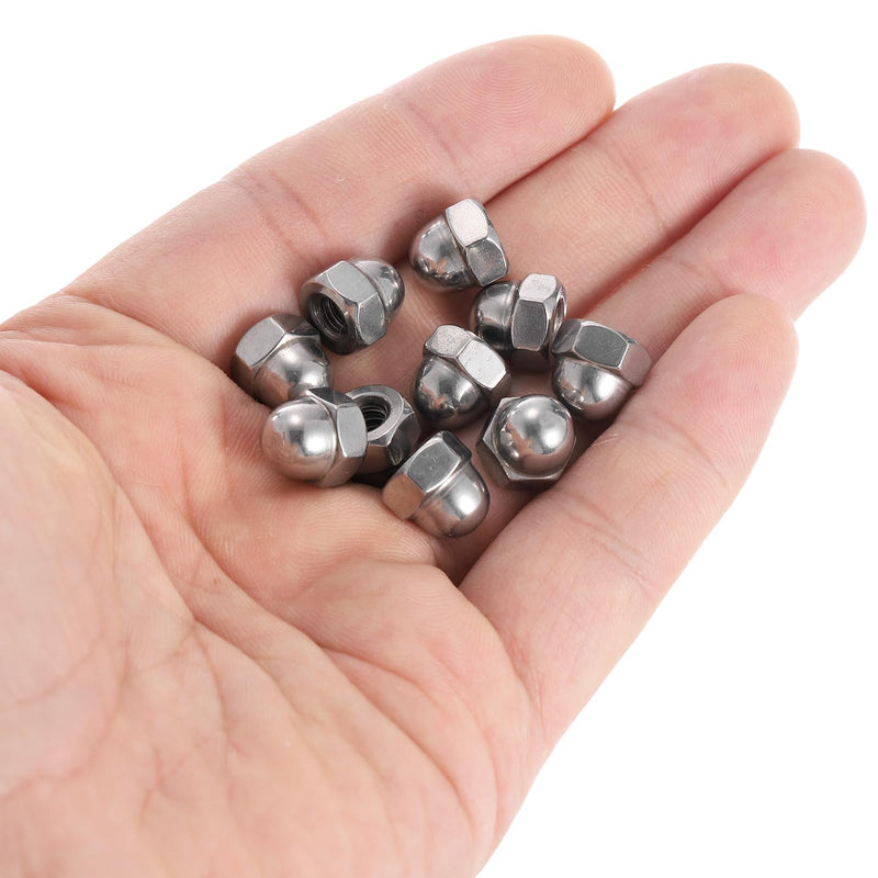 [Australia - AusPower] - uxcell #10-24 Acorn Cap Nuts, 10Pcs Carbon Steel Dome Cap Head Acorn Nut Hardware Nuts for Bolt Cover Nickel Plating, Silvery 10 