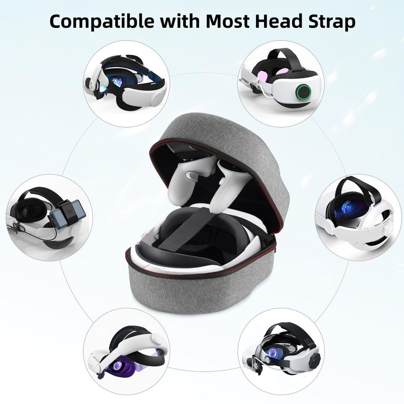 [Australia - AusPower] - COOWPS Hard Carrying Case for Oculus Quest 2/Meta Quest 3/Vision Pro/Pico 4 VR Headset, Compatible with Elite Strap/Kiwi Design/BOBOVR Head Strap, Full Protection for Travel and Storage 