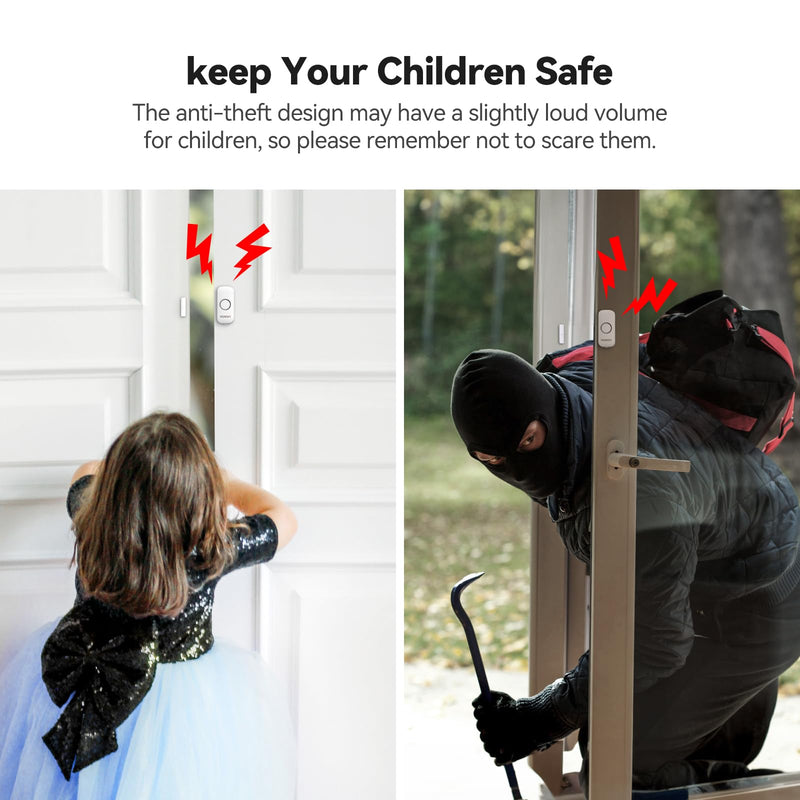 [Australia - AusPower] - Door Window Alarm for Kids Safety VOXON Wireless Door Alarm for Home Security Personal Security Window Alarms Sensor Burglar Door Alarm for Home, Cars, Sheds, Caravans DIY Kit Pack of 4 4PCS 