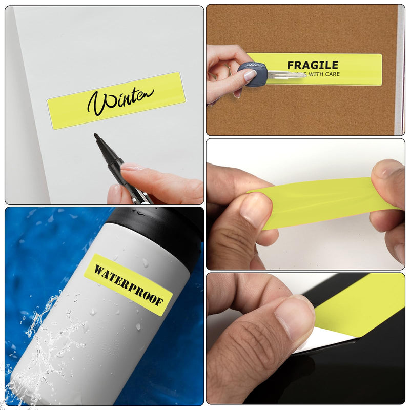 3×1 Inch Vinyl Thermal Labels Yellow Rectangle Waterproof Direct Printer Stickers Color Self-Adhesive File Folder Label for Name Logo DIY Barcodes Office Address 500 PCS