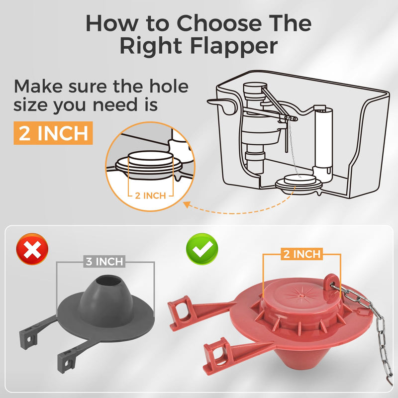 Universal Toilet Repair Kit for Inside Tank – Includes Adjustable Fill Valve & 2-Inch Flapper, Quiet & Easy Installation (Red, 2-Pack) Red