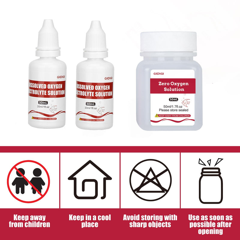 [Australia - AusPower] - Dissolved Oxygen Meter Accessories,Dissolved Oxygen Meter Calibration Solution Electrolyte Solution Membrane Cap Kit,1 * 50ml Zero-Oxygen Solution,2 * 30ml Electrolyte Solution,6 PCS of Membrane Cap 