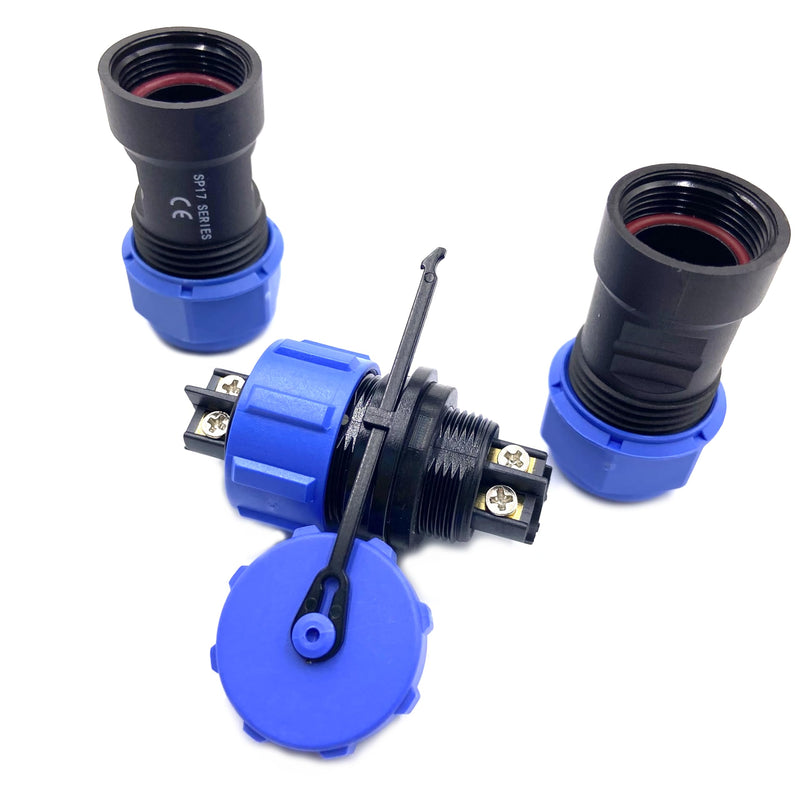 Connector Plug Aviation Plug SP17 2-Pin IP68 2 Pin Solderless Aviation Plug Waterproof and Dustproof Aviation Plug for Outdoor Lamps Uses 500V 10A (14AWG Cable Screw Crimp) SP17 2Pin