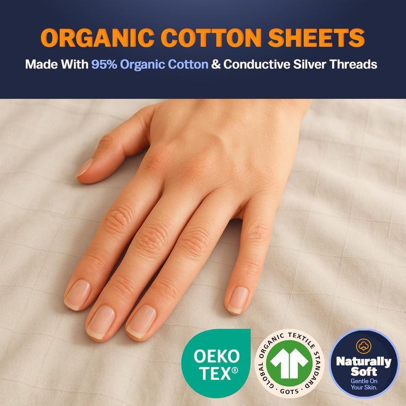 [Australia - AusPower] - GAYA Grounding Sheets, One Size, Extra Soft 95% Organic Cotton for Sleep Improvement & Muscle Relaxation, Grounded Sheet, Earthing Grounding Bed Sheets, Grounding Mattress Pad Bedding (104" x 24") Off White 
