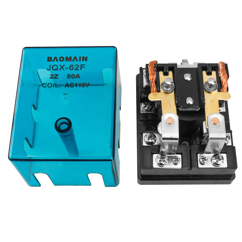 [Australia - AusPower] - Baomain High Power Relay JQX-62F-2Z Coil Voltage AC 110V 80A DPDT 2NO 2NC Electronmagnetic Relay 