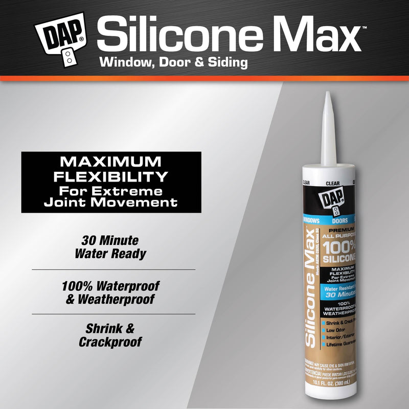 [Australia - AusPower] - DAP Silicone Max All Purpose Sealant, Clear, 10.1 Oz (7079808791) 