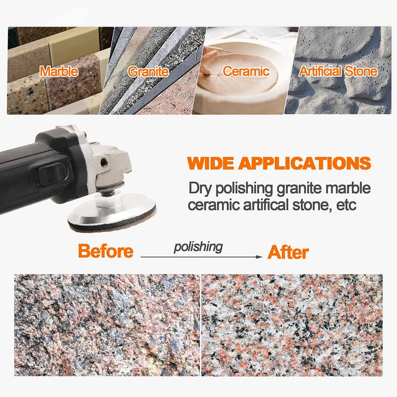 [Australia - AusPower] - BRSCHNITT Dry Diamond Polishing Disc Set 100 mm - #50x3/100x3/200x2 Polishing Pad Set for Granite Stone Concrete Marble Floor Grinder or Polisher with M14 Support Plate + Adapter Grit #50x3/100x3/200x2+PLS M14 