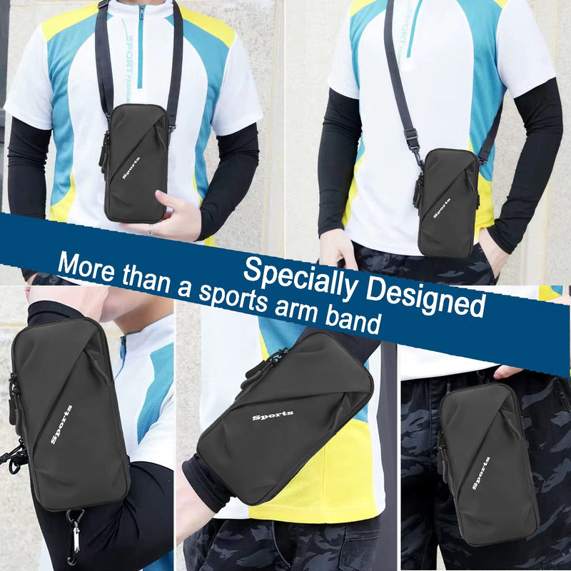 [Australia - AusPower] - Phone Holder Arm Bands, Small Crossbody Shoulder Holsters Bag with Arm Band, Fits iPhone and All Cell Phones, Use for Running, Walking, Hiking & Biking (Plus Size,Black) Black 