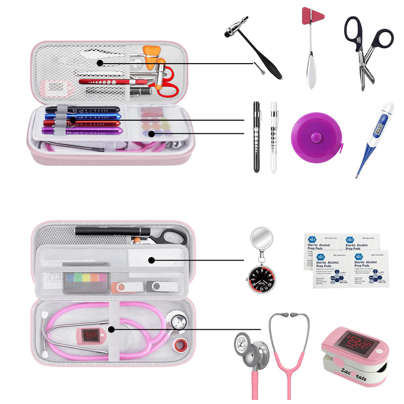 [Australia - AusPower] - Stethoscope Case for MDF Acoustica/MD One, 3M Littmann Classic III/Lightweight II S.E/Cardiology IV Diagnostic/CORE Digital Stethoscopes, Includes Mesh Pocket for Nurse Accessories - Pink 