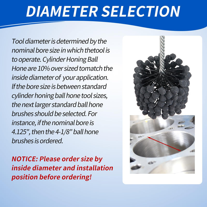 Cylinder Honing Ball Brushes 4.125" (105mm) Diameter 240 Grit Silicon Carbide Compatible with GB41824, Cylinder Honing Deburring Tool for Hydraulic, Pneumatic cylinders, Engine, Brake cylinders 240.0