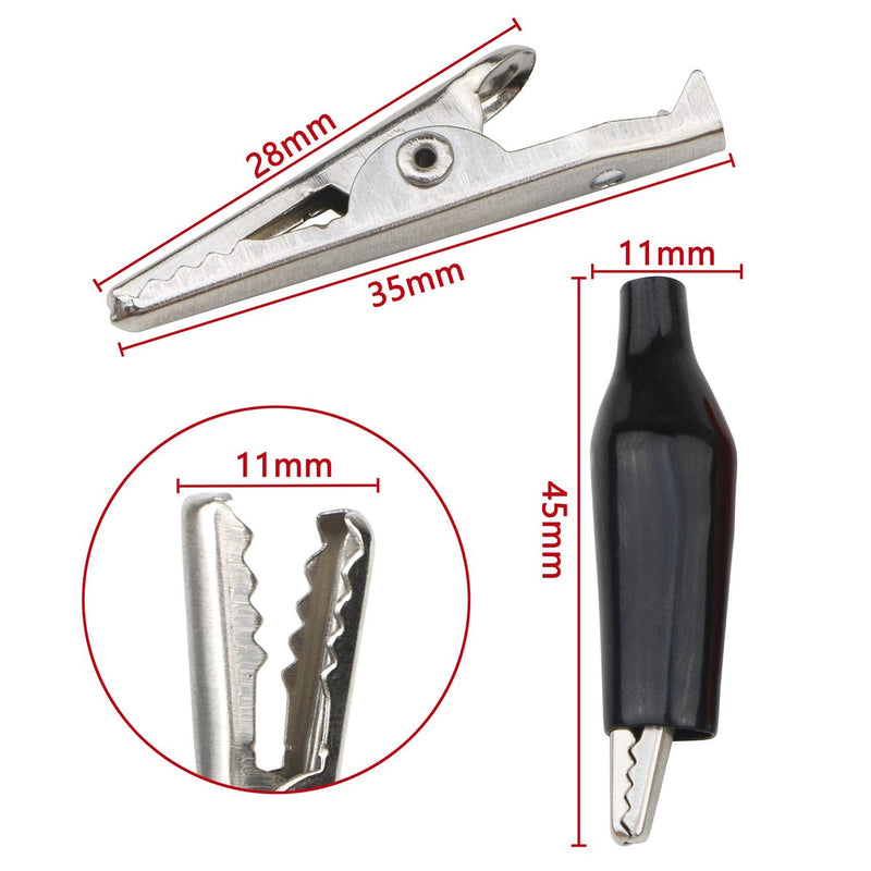 [Australia - AusPower] - 100 Pcs Insulated Alligator Clips Electrical Test Clamps Jumper Helper Protective Insulation Cover for Testing Probe Meter Black and Red with Silicone Cover 
