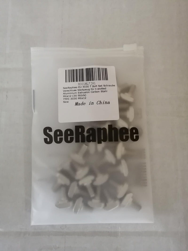 [Australia - AusPower] - T Bolt Set Screw Bolt Fastener Tool for T-Slotted Aluminum Extrusion Nickel Plated Carbon Steel 30 Series M6X12mm 30PCS M6x12 