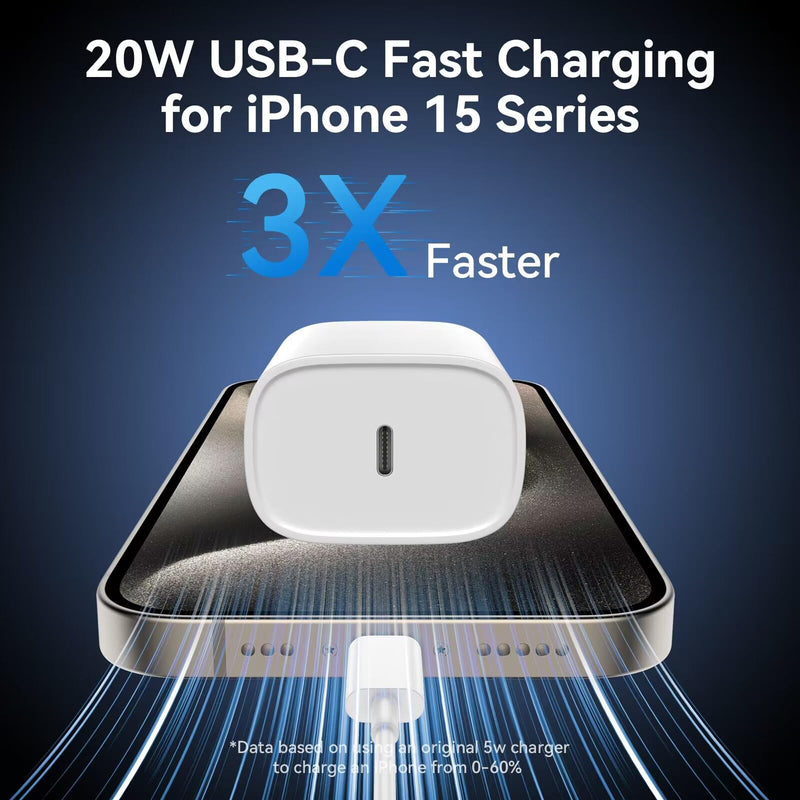 [Australia - AusPower] - iPhone 15/15 Pro Max Charger Fast Charging,20W USB C Fast Charger Block iPhone 15 Charger Cord 10FT Long USB C to C Charging Cable for iPhone 15 Pro Max/15 Pro/15/15 Plus,iPad Pro 12.9"/11",iPad Air White 