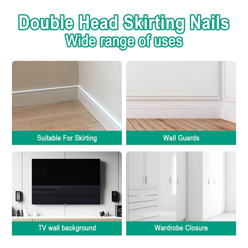 [Australia - AusPower] - 120Pcs Double-Head Skirting Thread Seamless Nail, Skirting Line without Marks Nail,Invisible Security Screws,Equipped with Nail Specific Sleeve Tool,Solid Wood Baseboard Double-Headed Nails. 120 