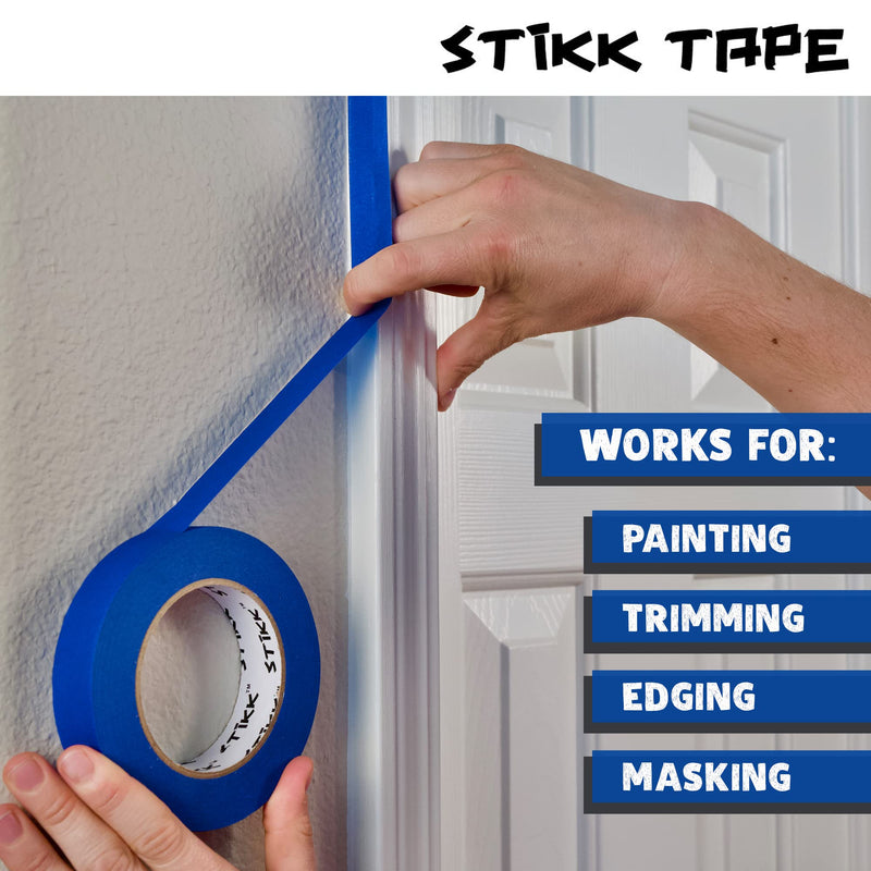 [Australia - AusPower] - STIKK Painters Tape - 3pk Blue Painter Tape - 1/4 inch x 60 yards - Paint Tape for Painting, Edges, Trim, Ceilings - Masking Tape for DIY Paint Projects - Residue-Free Painting Tape 