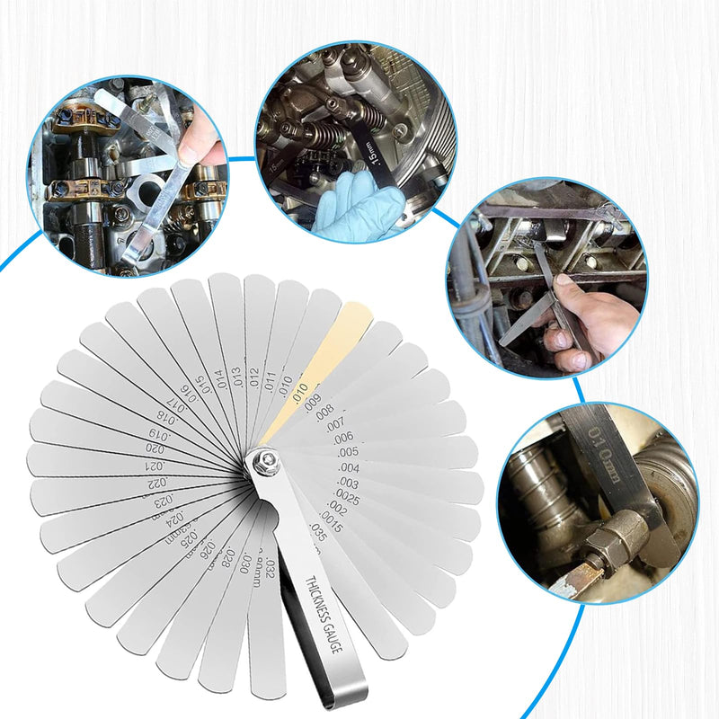 [Australia - AusPower] - 32 Blades Feeler Gauge AYWHP Stainless Steel Feeler Gauge Valve Gauge Spacer Gauge 0.04-0.88mm Thread Gauge Rangefinder Pad Metric Measuring Tool for Measuring Crack Width/Thickness 