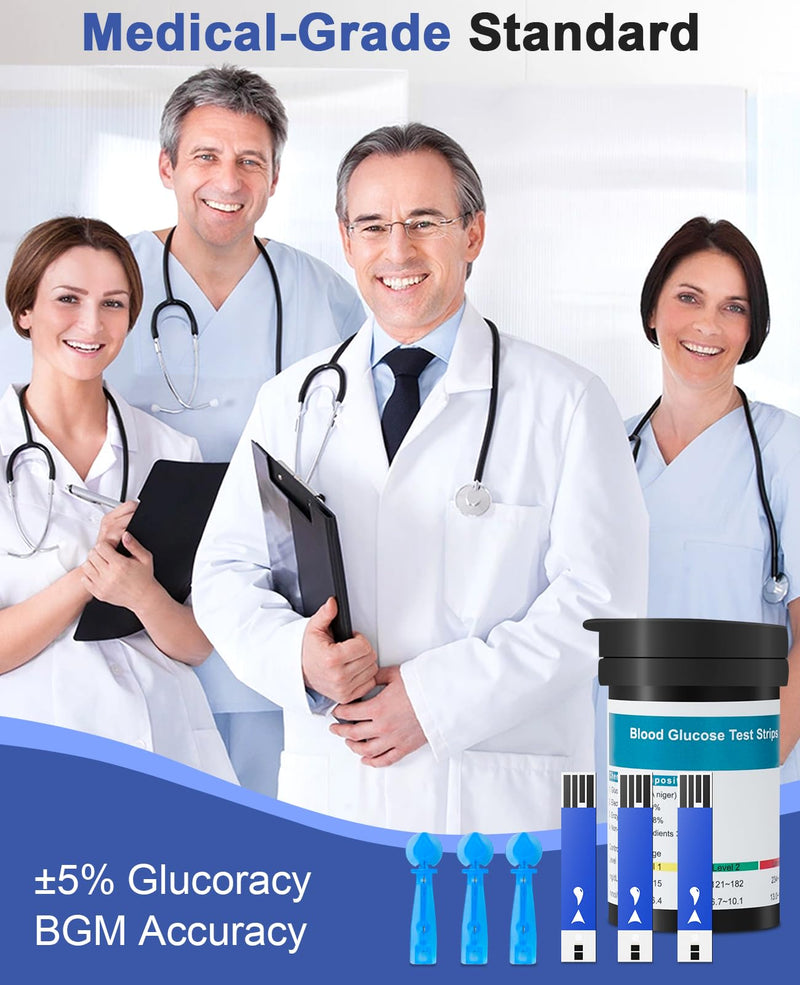 Blood Glucose Test Strips, 100 Count for Diabetes, Accurate, Auto Code, Compatible with All CAKRNPS Glucometer for Easy Blood Sugar Testing (No Monitor)